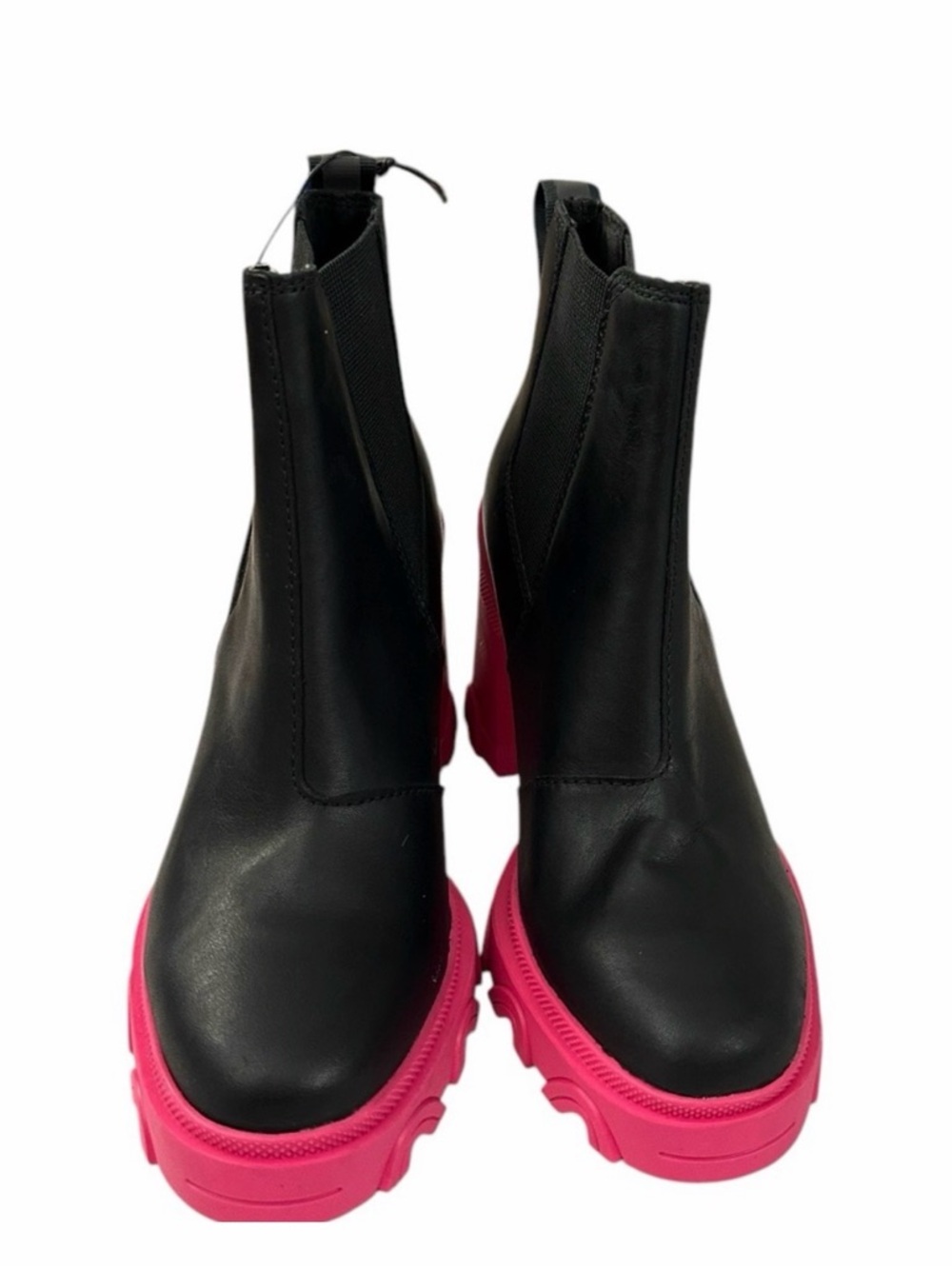 Like new SOREL Brex Heel Leather Chelsea Boots in Black/Pink Size 7 - Picture 2 of 6